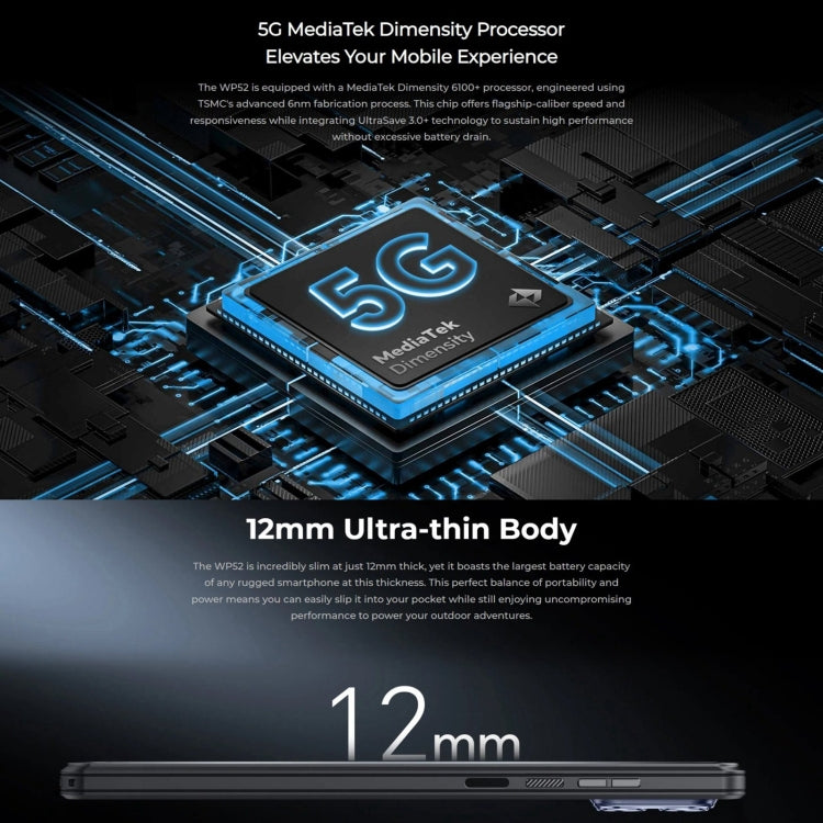 Oukitel WP52 5G Rugged Phone, 4GB+256GB, 6.6 inch Android 14.0 MediaTek Dimensity 6100+ Octa-core 3.0GHz, NFC, OTG, Network: 5G Oukitel WP52 5G Rugged Phone, 4GB+256GB, 6.6 inch Android 14.0 MediaTek Dimensity 6100+ Octa-core 3.0GHz, NFC, OTG, Network: 5G